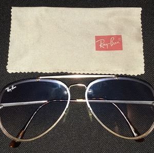 Ray-Ban Blaze Aviator Gold Frame Light Blue Gradient Lenses Sunglasses 61mm